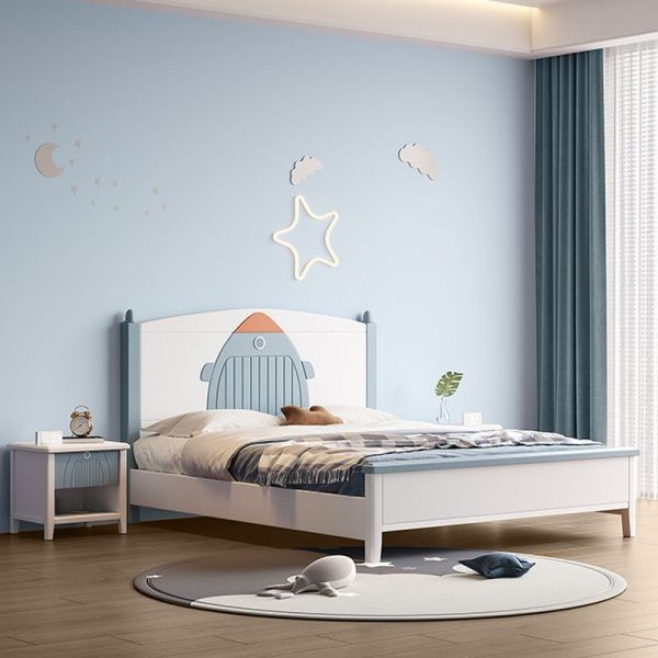 "Chalk Lumber Pull-out Storage Kids Bed Themed Space & Astronaut with 2 Drawers, Headboard & Footboard Underbed Storage"